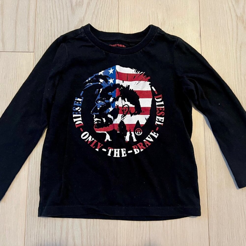 Diesel Toddler Boys Only The Brave Shirt Black ( 3T )